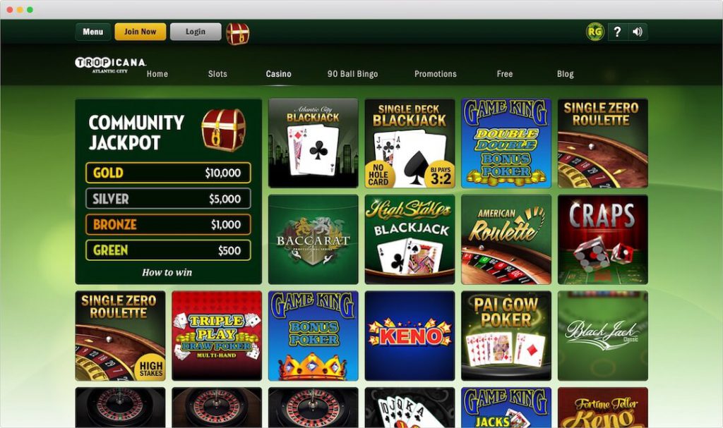 tropicana casino online gaming