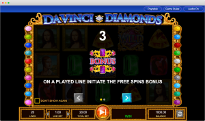 Da Vinci Diamonds bonus feature